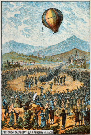 The Montgolfier brothers inflated and released the first unmanned envelope on June 4, 1783, from Annonay, France.